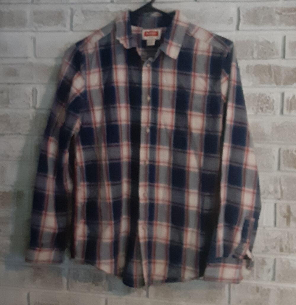Vintage Wrangler Plaid Button Up Boys XL 14/16 100% Cotton